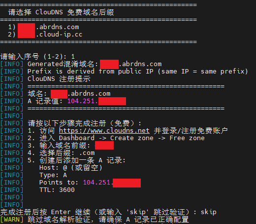 图 5:选择 ClouDNS 免费域名